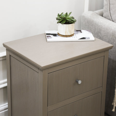 Lindon 2 Drawer Bedside Cabinet Taupe with Nickel Handles
