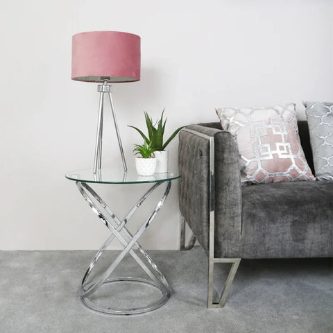 Rizzo Chrome End Table Glass