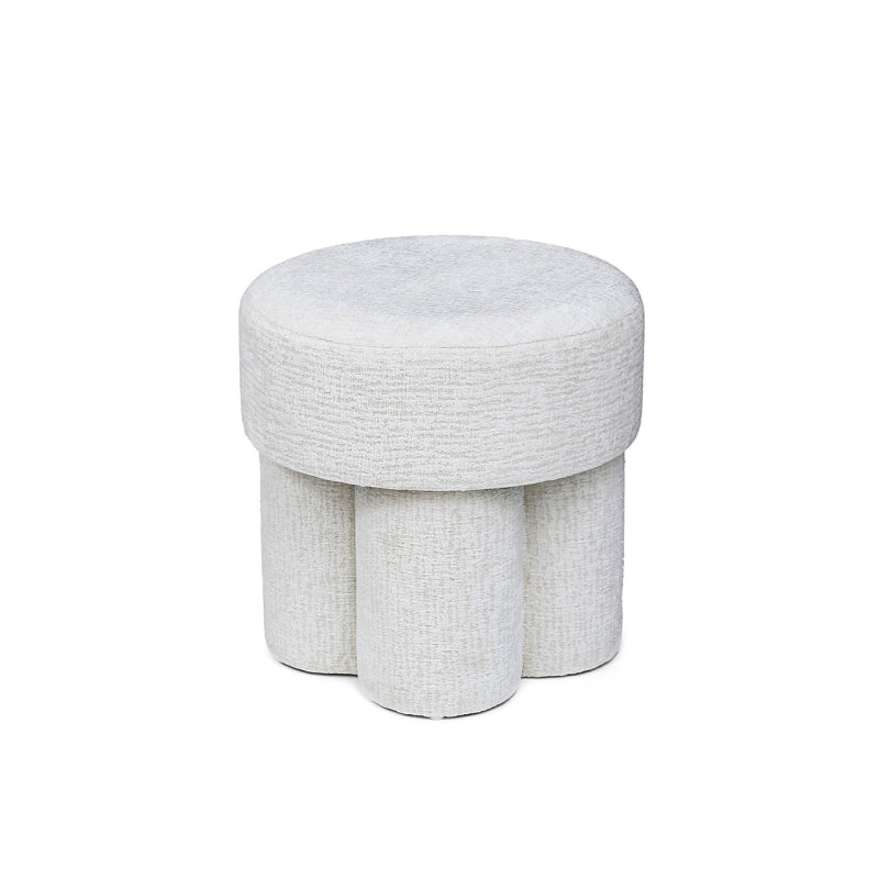 47.5cm Ivory Chenille Round Stool
