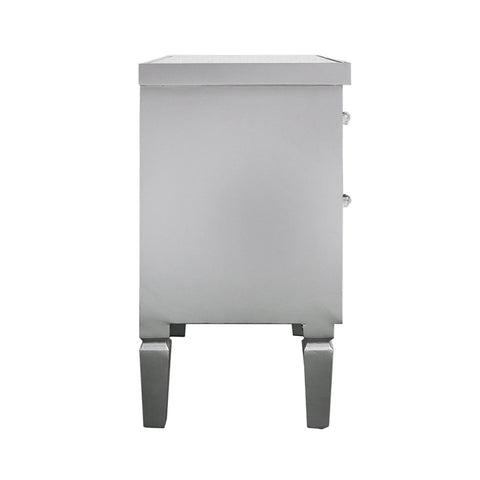 Vista 2 Drawer Silver Wood & Mirror Bedside Cabinet