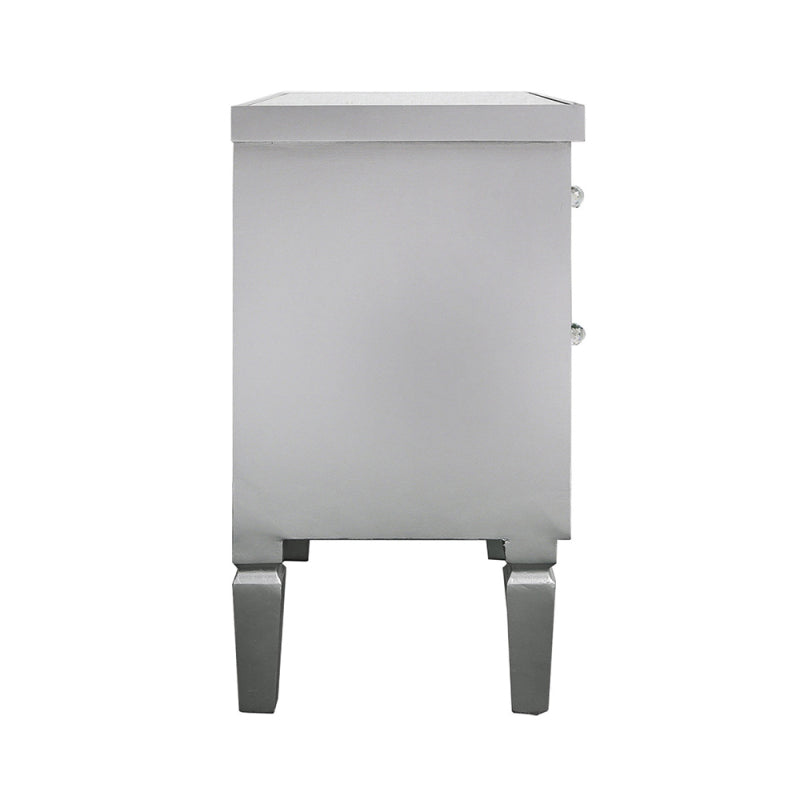 Vista 2 Drawer Silver Wood & Mirror Bedside Cabinet