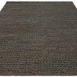 Handwoven grey wool rug with braided texture and rectangular shape