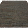 Handwoven grey wool rug with braided texture and rectangular shape