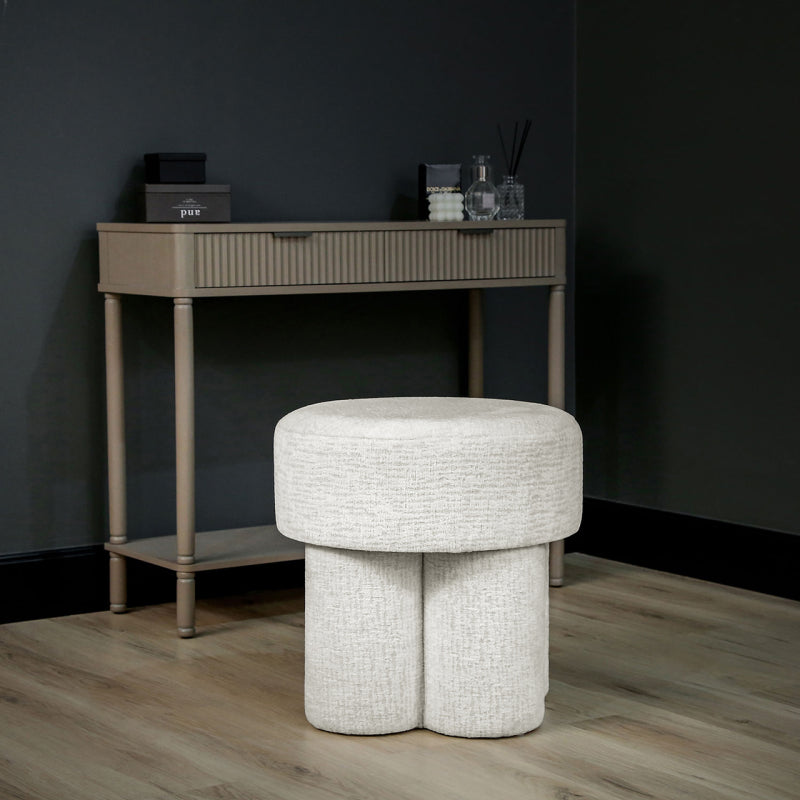 47.5cm Ivory Chenille Round Stool