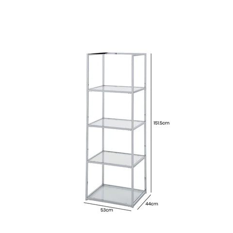Logan 151.5cm Chrome 4-Tier Glass Rectangular Display Unit - KD