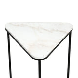 Set of 2 Black Metal Nesting Table with White Marble Top