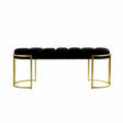 120cm Black Velvet Tufted Bench with Gold Legs