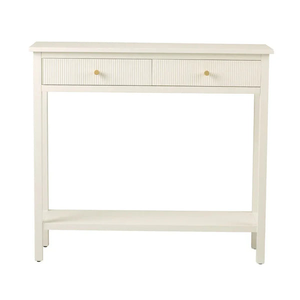 Lindon 2 Drawer Console Table White with Gold Handles