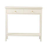 Lindon 2 Drawer Console Table White with Gold Handles