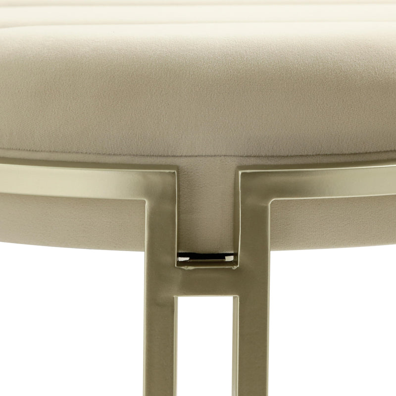 80cm Cream Velvet Medium Tufted Bench with Champagne Legs