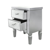 Vista 2 Drawer Silver Wood & Mirror Bedside Cabinet