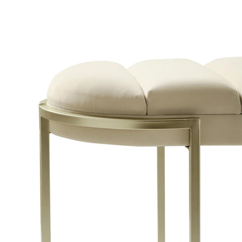 120cm Cream Velvet Tufted Bench with Champagne Legs