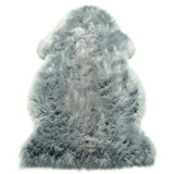 Grey faux fur rug with thick, soft texture shown from top view