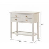 Lindon Frosty White 2 Drawer Bedside Cabinet with Clear Glass Shelf with Gold Handle