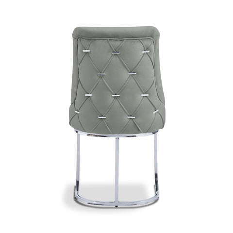 Casas Grey Velvet Dining Chair with Chrome Legs