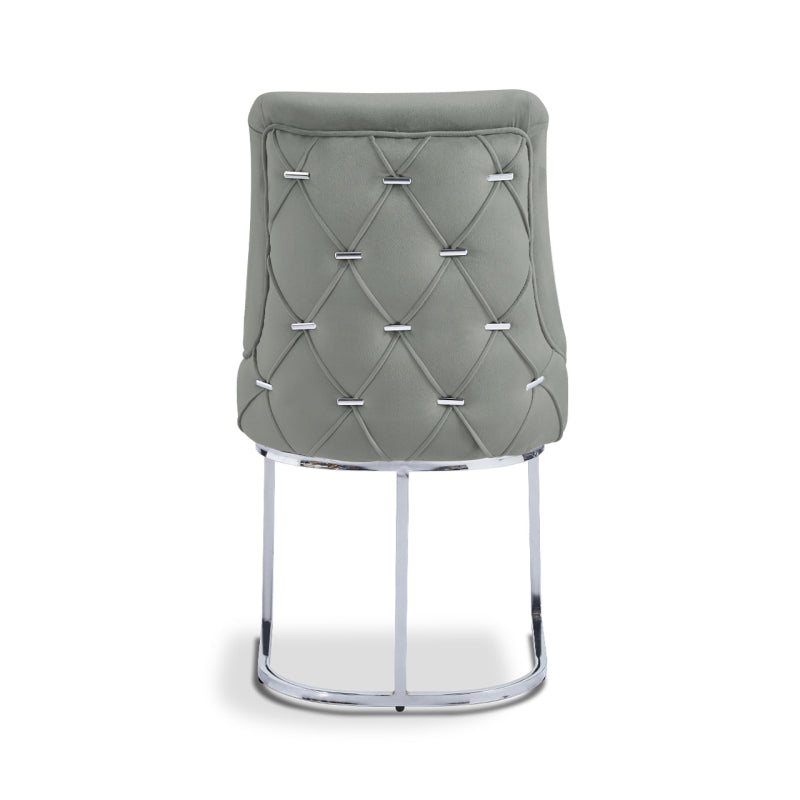 Casas Grey Velvet Dining Chair with Chrome Legs