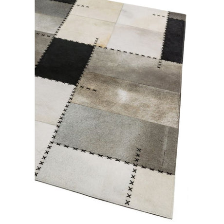 Xylo Hand Sewn Cowhide Mono Cross Stitch Rug - Image 2