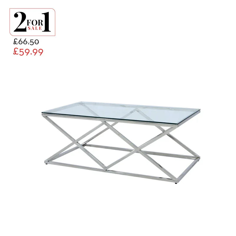 Imperia Stainless Steel Coffee Table Glass Top