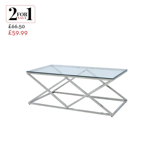 Imperia Stainless Steel Coffee Table Glass Top