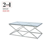 Imperia Stainless Steel Coffee Table Glass Top