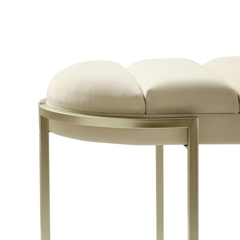 80cm Cream Velvet Medium Tufted Bench with Champagne Legs