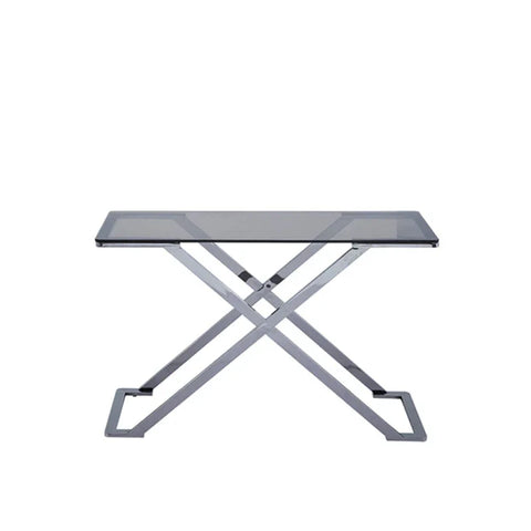 Axel Grey Gunmetal Console Table with Smoke Glass Top