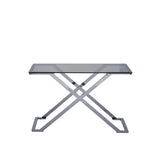 Axel Grey Gunmetal Console Table with Smoke Glass Top