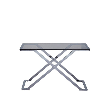 Axel Grey Gunmetal Console Table with Smoke Glass Top