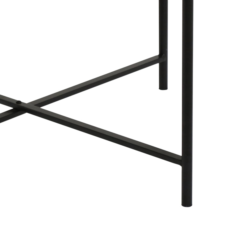 45cm Black Metal Coffee Table with Travertine Marble Top