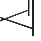 45cm Black Metal Coffee Table with Travertine Marble Top