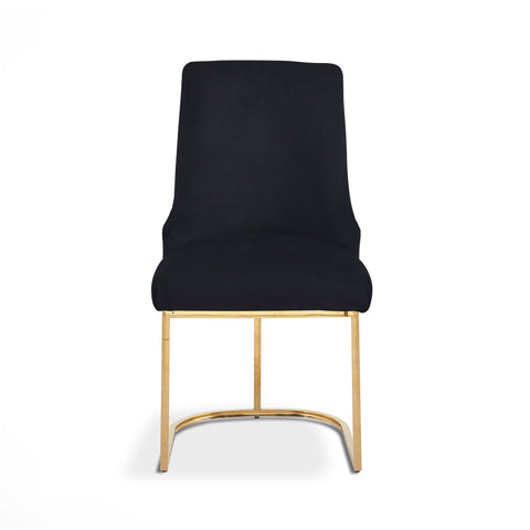 Casas Black Velvet Dining Chair with Gold Legs