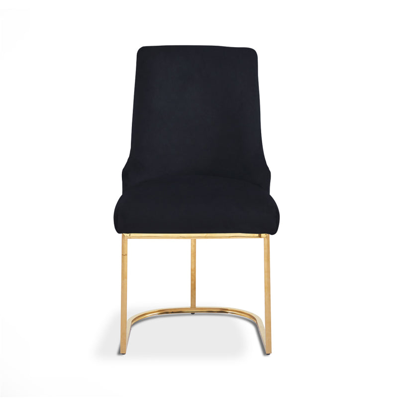Casas Black Velvet Dining Chair with Gold Legs