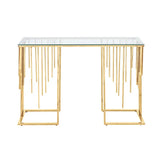 Owen Gold Metal Console Table with Clear Glass Top