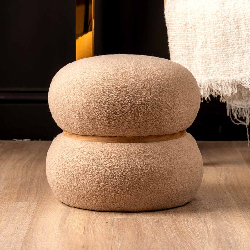 Beige Boucle Ottoman