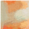 Modern abstract area rug with orange, beige, and light blue pattern