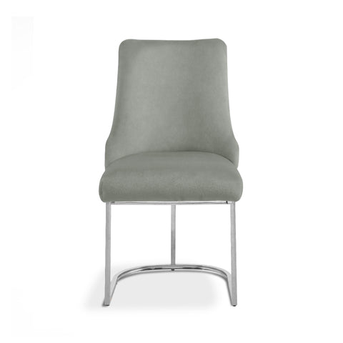 Casas Grey Velvet Dining Chair with Chrome Legs