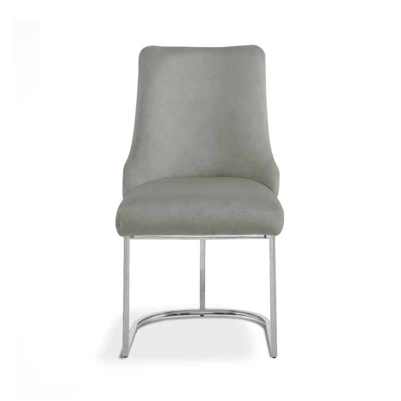 Casas Grey Velvet Dining Chair with Chrome Legs