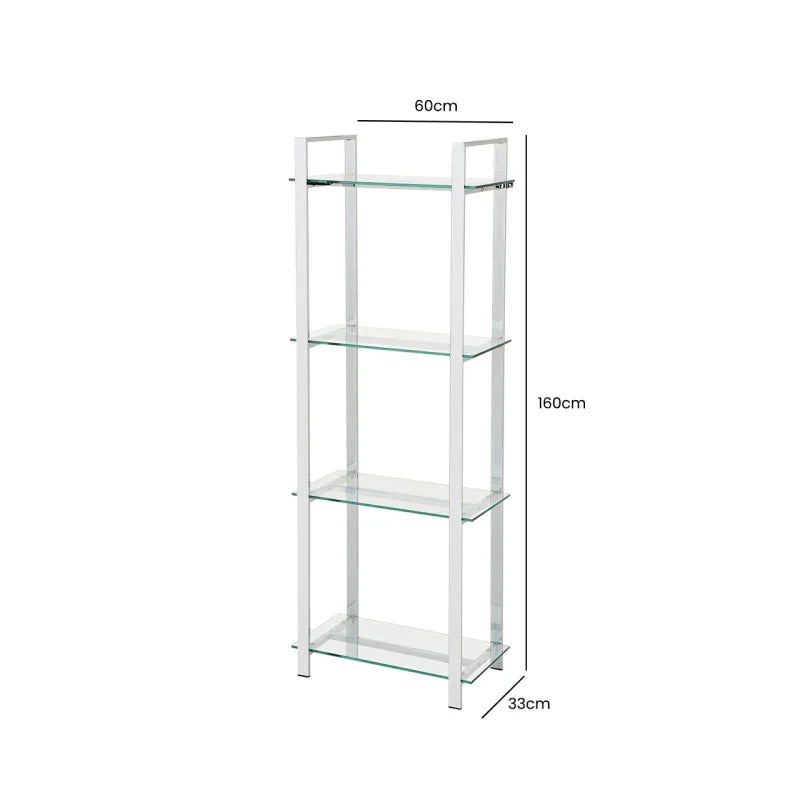 Harry 160cm Chrome & Clear Glass 4-Tier Display Unit - KD