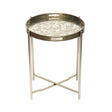 59cm Champagne End Table with Leaves Design Glass Table Top
