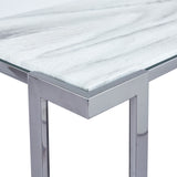 Aamari Grey Gunmetal Console Table with White Faux Marble Glass Top - KD