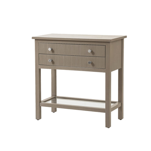 Lindon Taupe 2 Drawer Bedside Cabinet with Glass Shelf