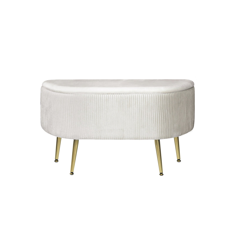 48cm Beige Velvet Storage Bench in Gold Legs