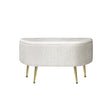 48cm Beige Velvet Storage Bench in Gold Legs