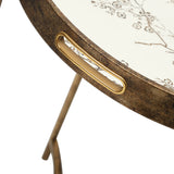 59cm Antique Gold and Mirror Top End Table