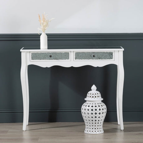 Oakley White Wood And Mirror Console Table - DSP
