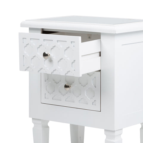 Casablanca White 2-Drawer Bedside Cabinet - DSP