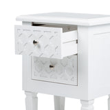 Casablanca White 2-Drawer Bedside Cabinet - DSP