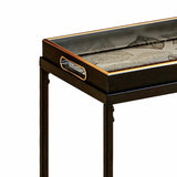 Set of 2 Antique Gold Leaves Nesting Table