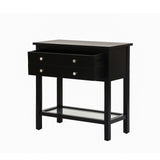 Lindon Black 2 Drawer Bedside Cabinet with Glass Shelf