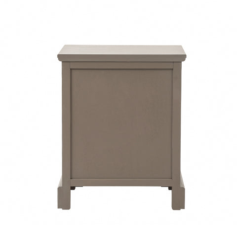 Lindon 2 Drawer Bedside Cabinet Taupe with Nickel Handles